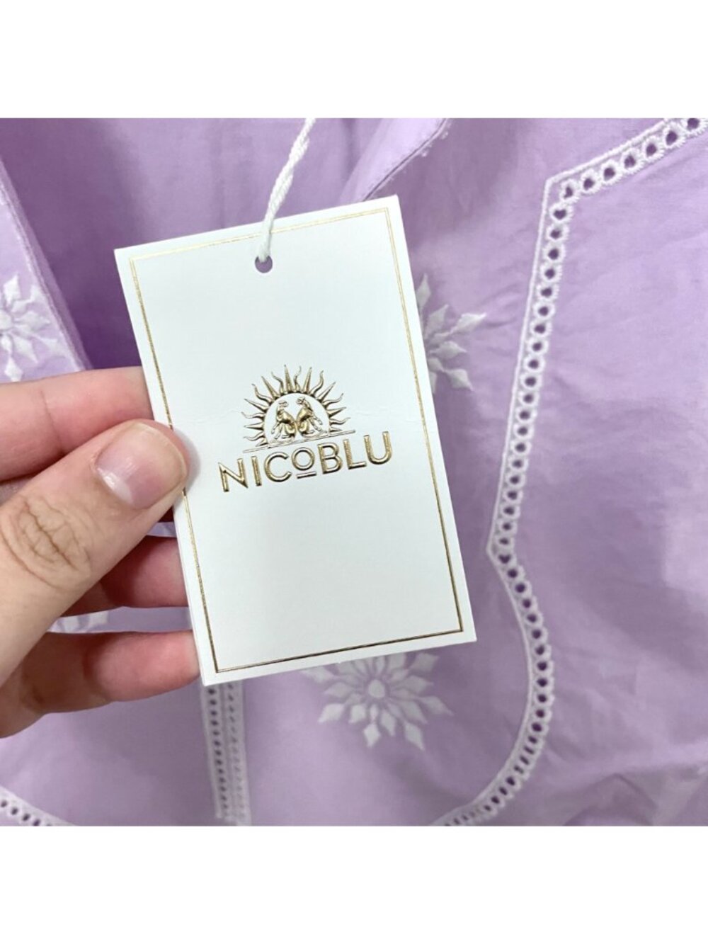 NWT Nico Blu Jacaranda Tunic Sunset Lavender Embroidery Bohemian Top Size XS - Picture 4 of 9